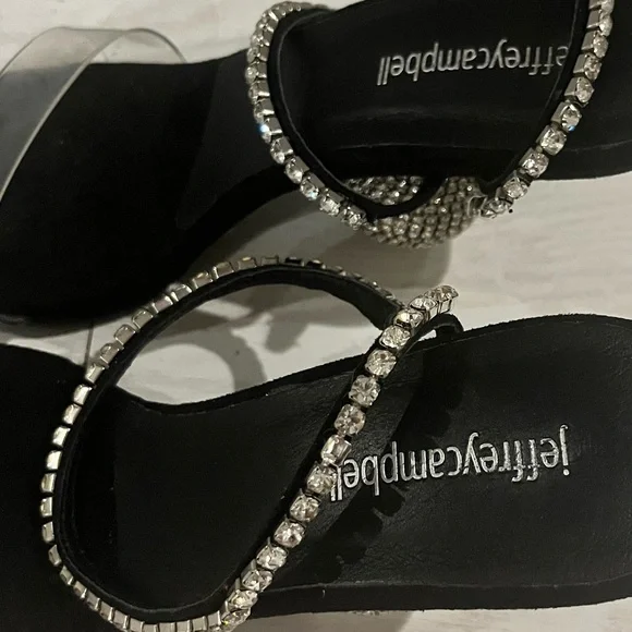 Jeffrey Campbell The Hustle Sandal In Black Suede Silver. Glamour Revolve Size 8 - Picture 8 of 8